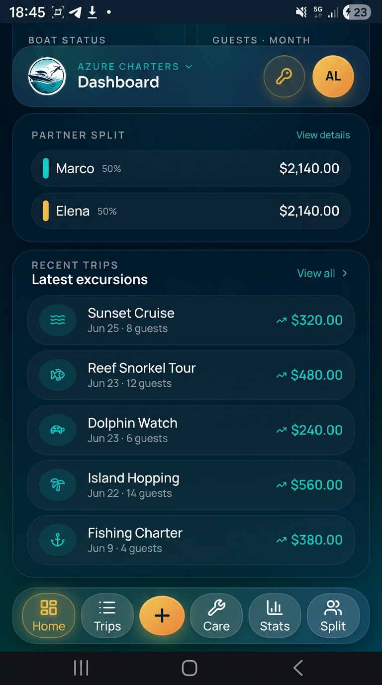 Excursion Manager home dashboard
