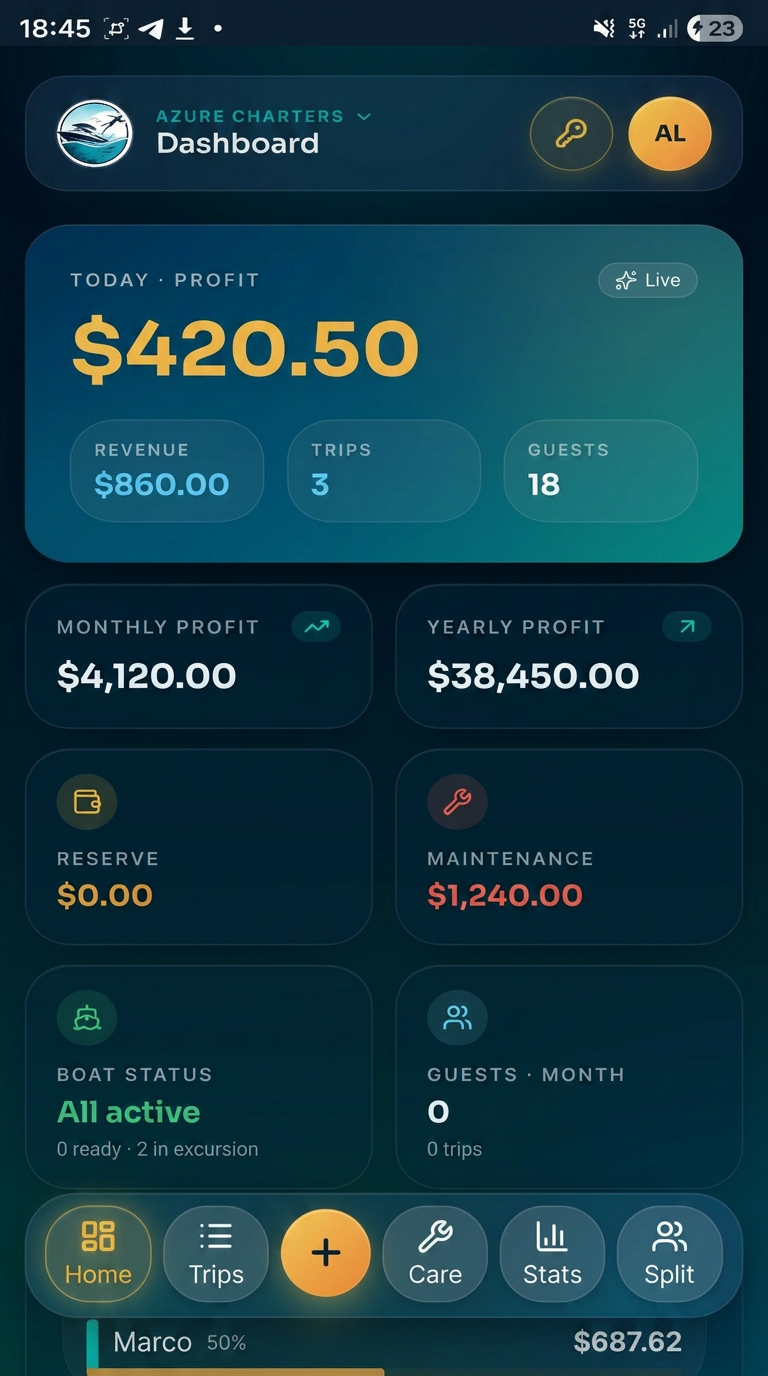 Excursion Manager dashboard on mobile